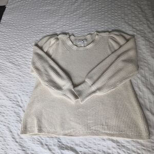 Apiece Apart Cream Scoop Neck Ribbed Sweater